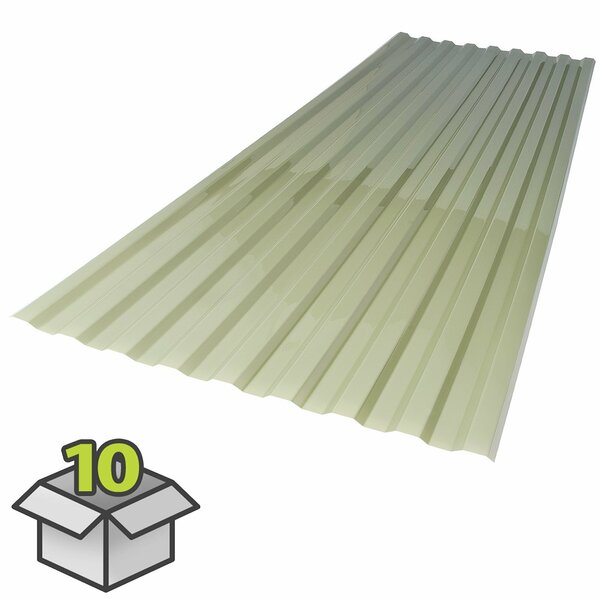 Suntuf 26 in. x 6 ft. Misty Green Polycarbonate Roof Panel, 10PK 400991